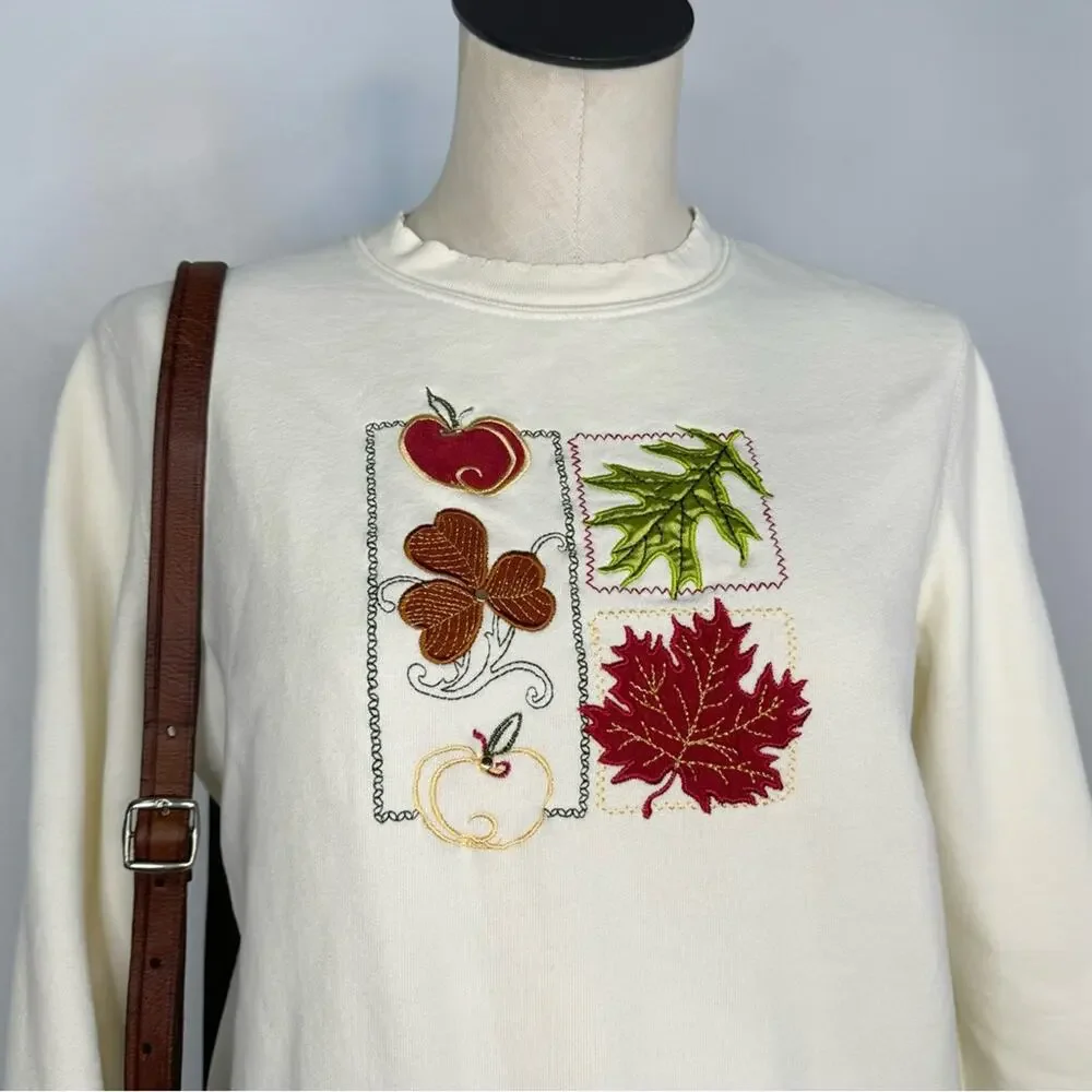 Vintage Fall Crewneck Sweatshirt Apples & Leaves Size Small - Picture 2 of 7